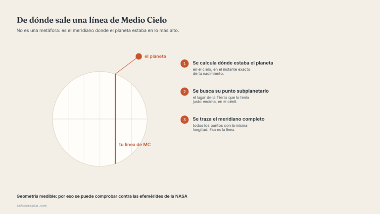 Cómo se construye una línea de Medio Cielo en astrocartografía