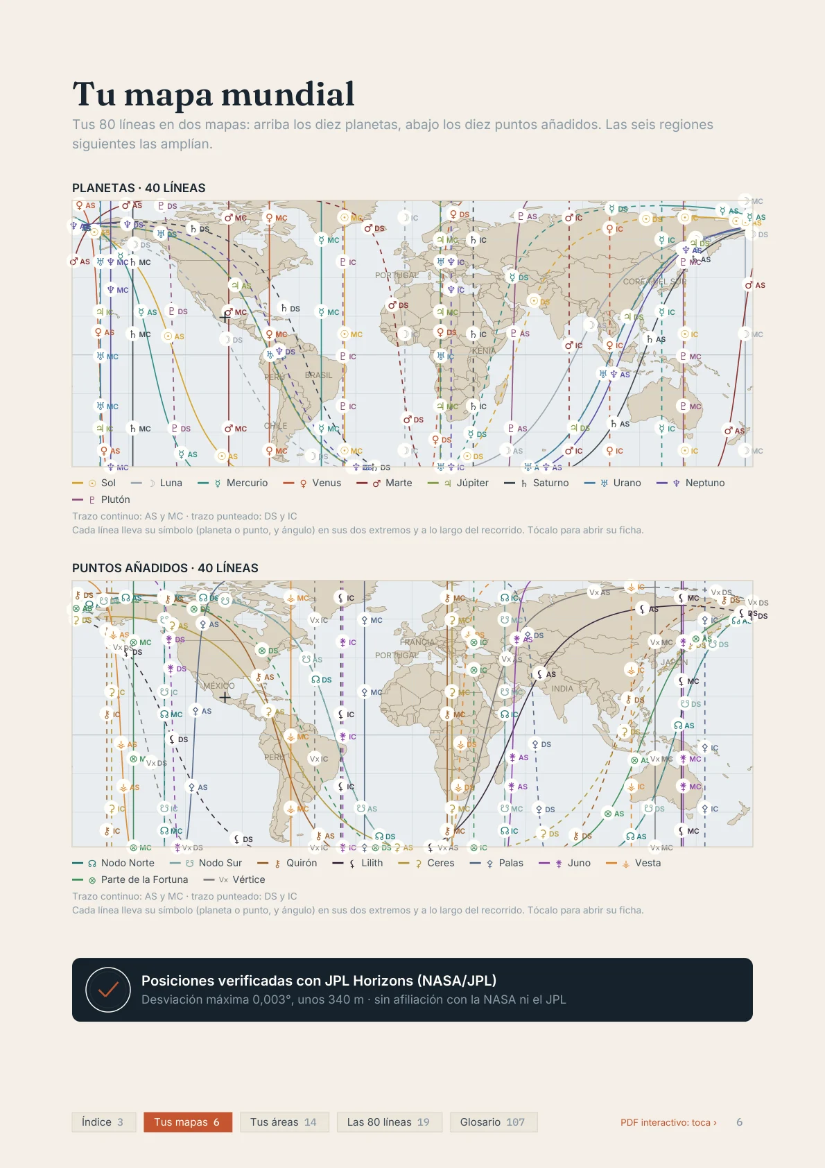 Tu mapa mundial — página del reporte de ejemplo de Astromapia