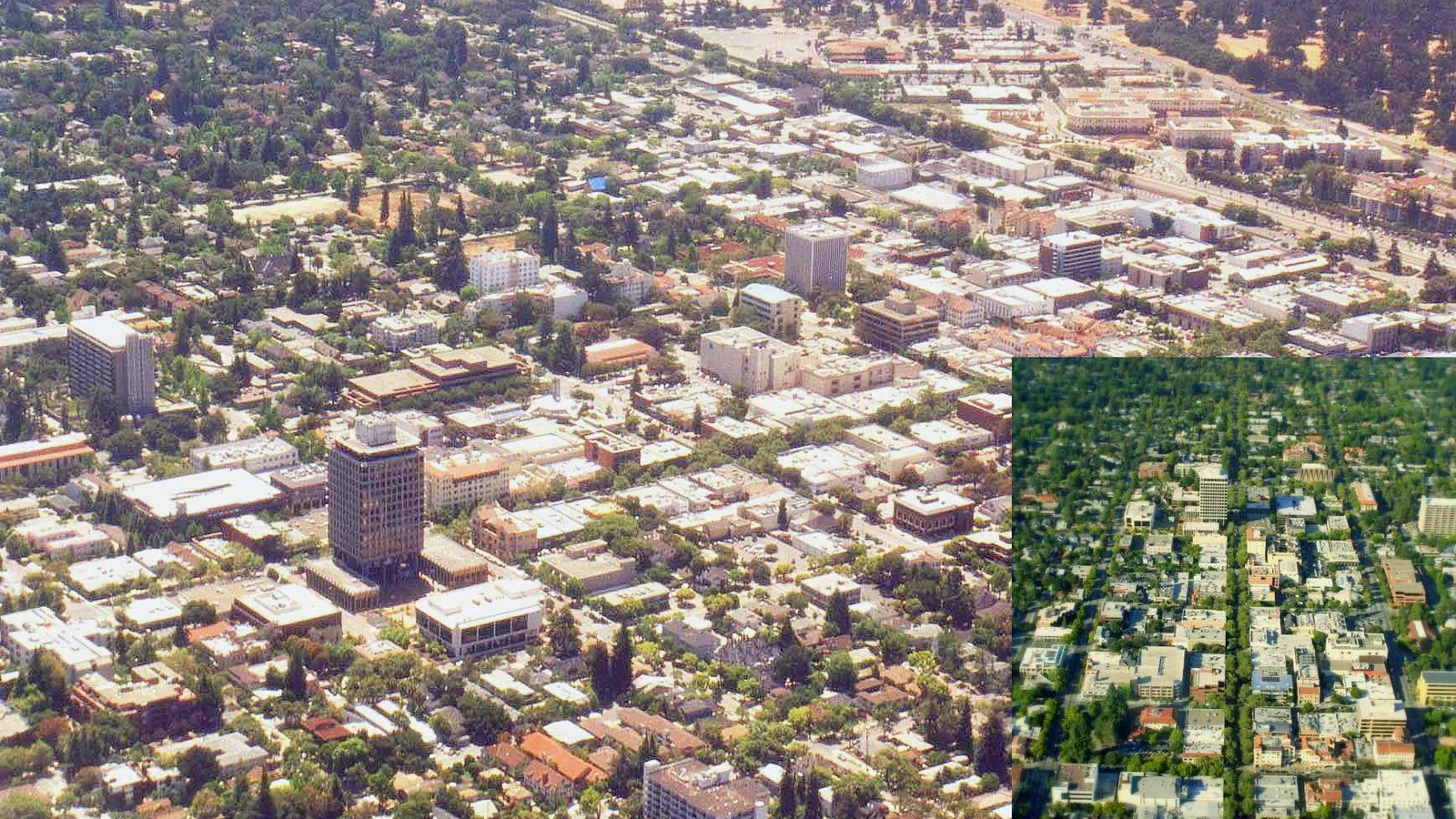Vista de Palo Alto, la ciudad de la línea de Júpiter en el Medio Cielo en la carta astral de Elon Musk